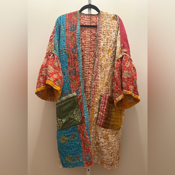 NWOT Kantha Kimono Reversible OS Bell Sleeve Boho New Vintage - Picture 10 of 14